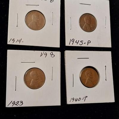 4 OLD WHEAT PENNIES
