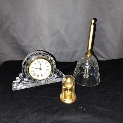 CRYSTAL CLOCK-BELL AND MINITURE SHADOW BOX CLOCK