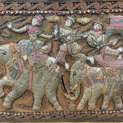 Framed textile of elephant