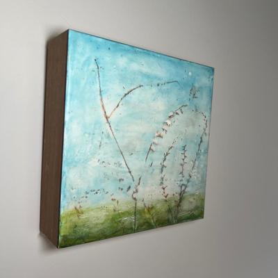 Constance Williams (Asheville Artist) - Pair of Encaustic Paintings Signed (P-RG)