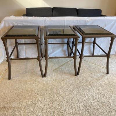 Three Granite & Metal Side Tables (LR-SS)