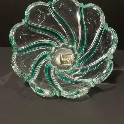 Vintage Green Swirl Mikasa Candy Bowl