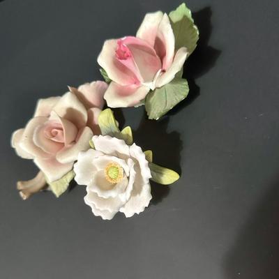 Lot of 3 Vintage Bisque Flowers