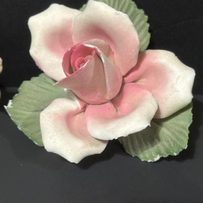 Lot of 3 Vintage Bisque Flowers