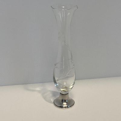 CUT GLASS WIGHTED STERLING BUD VASE