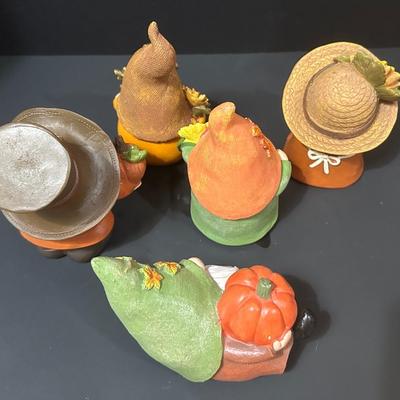 Lot of 5 Fall Gnome Figurines - Indoor
