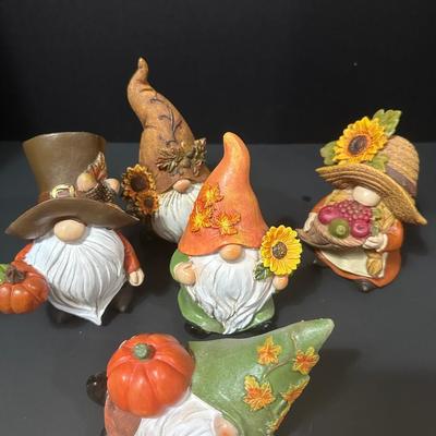 Lot of 5 Fall Gnome Figurines - Indoor