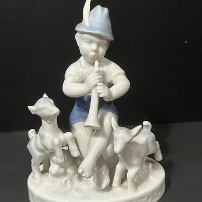 Vintage Gerold Porzellun Bavaria Figurine Boy Goat Herder - Western Germany!