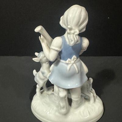 Vintage Gerold & Co. Porcelain Bavarian Girl with Lambs Figurine-