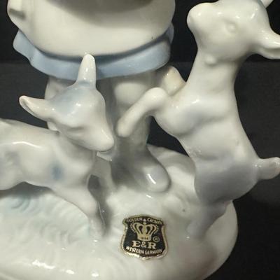 Vintage Gerold & Co. Porcelain Bavarian Girl with Lambs Figurine-