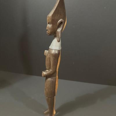 Vintage Hand Carved Bicolor African Statue