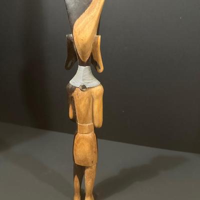 Vintage Hand Carved Bicolor African Statue
