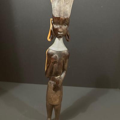 Vintage Hand Carved Bicolor African Statue