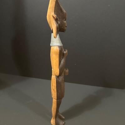 Vintage Hand Carved Bicolor African Statue