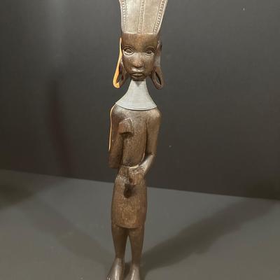 Vintage Hand Carved Bicolor African Statue