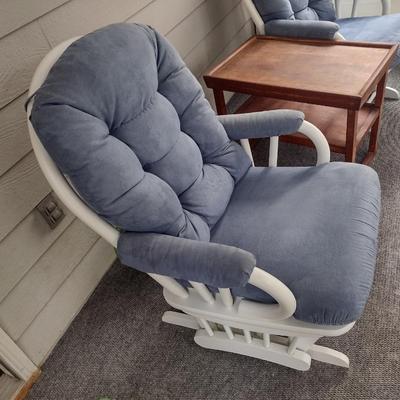 Wood Patio Glider Style Chair with Ottoman and Cushions Choice B