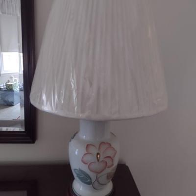 Pair of Ceramic Jar Shaped Table Lamps with Applied Floral Design