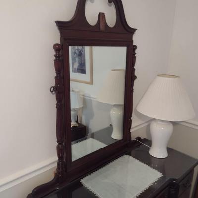 Vintage Mahogany Vanity with Mirror (No Contents)