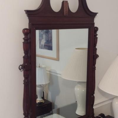Vintage Mahogany Vanity with Mirror (No Contents)
