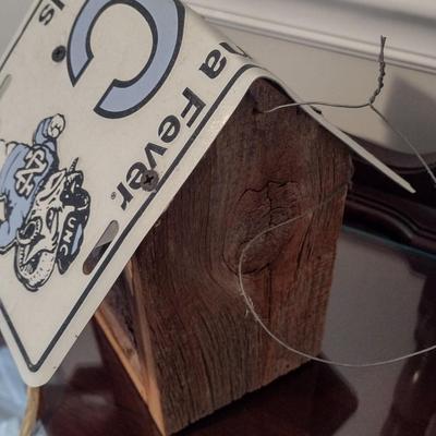 Hand-Crafted UNC Tarheels Wood Birdhouse with Tin Roof