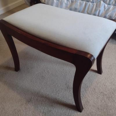 Vintage Mahogany Vanity Bench with Cushioned Seat