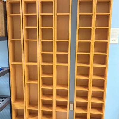LOT 16: Tall Wood Multimedia Storage Shelf