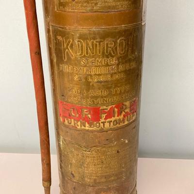 LOT 20: Vintage Brass and Red Fire Extinguishers