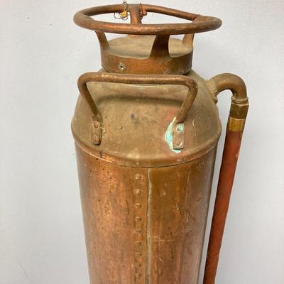 LOT 20: Vintage Brass and Red Fire Extinguishers