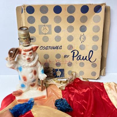 LOT 28: Vintage Costumes by Paul Clown Costume with Clown Lamp