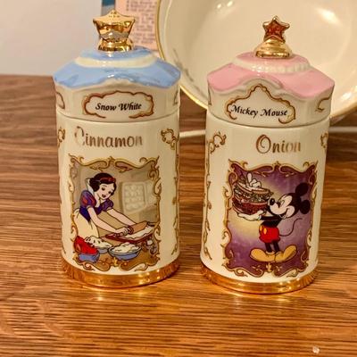 LOT:132: Lenox Walt Disney Spice Jars - Mickey Mouse/Onion, Snow White Cinnamon, Lenox Serenade Bowl and Vintage Sheet Music from Snow White
