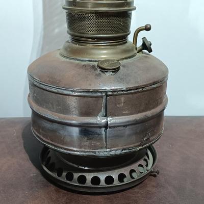 LOT 168G: Vintage Juno Factory Oil Lamp with Benzoinol Inhaler Can and Mothine Moth Ball Tin