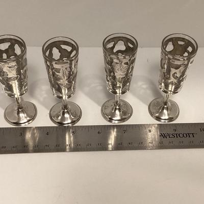 LOT OF 4 VINTAGE MXICO STERLING SILVER GLASSES