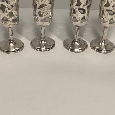 LOT OF 4 VINTAGE MXICO STERLING SILVER GLASSES
