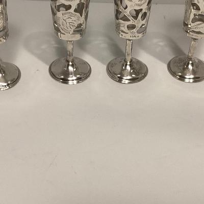 LOT OF 4 VINTAGE MXICO STERLING SILVER GLASSES