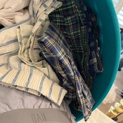 Laundry bin of men's underwear