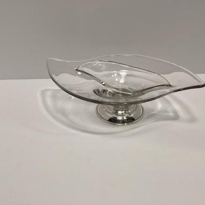 STERLING SILVER BASE DIVIDED CANDY / NUT DISH