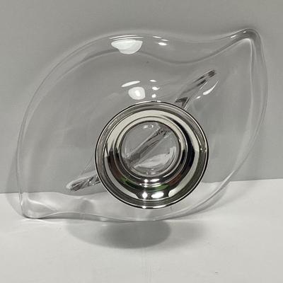 STERLING SILVER BASE DIVIDED CANDY / NUT DISH
