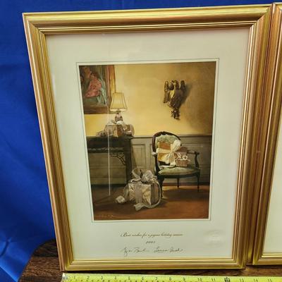 3 Framed White House Christmas Cards from Bush's 2001,2002,2008