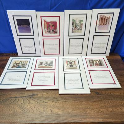 8 President Mrs. Reagan Holiday Cards 1981-1988 Matted Unframed