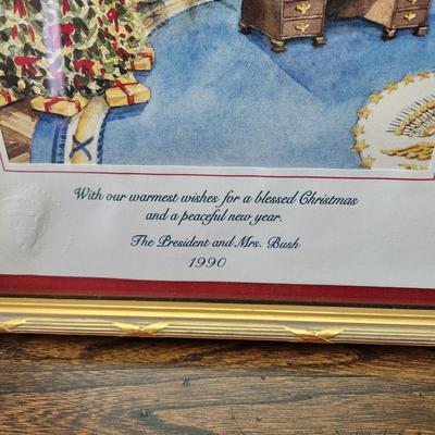 1990 1991 Framed The President & Mrs Bush Christmas Cards