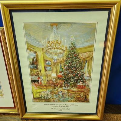 1990 1991 Framed The President & Mrs Bush Christmas Cards