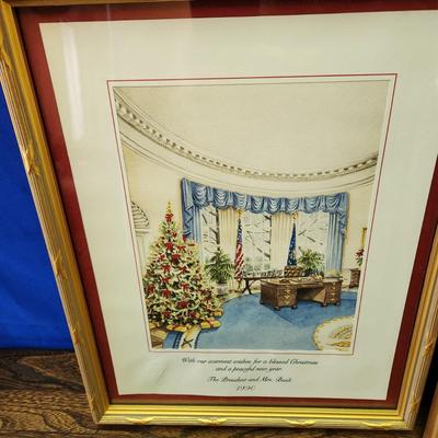 1990 1991 Framed The President & Mrs Bush Christmas Cards