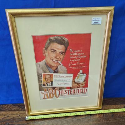 1948 Ronald Reagan Chesterfield Cigarette Framed Ad