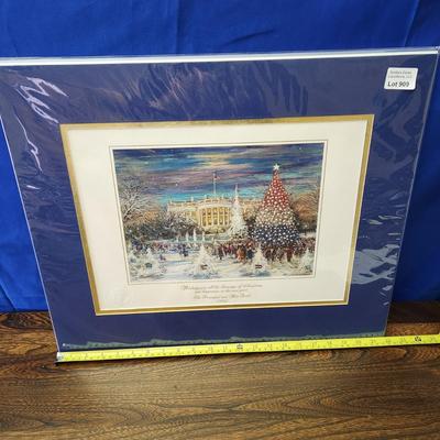 1992 President Bush and Mrs. Bush Framed Christmas card Matted