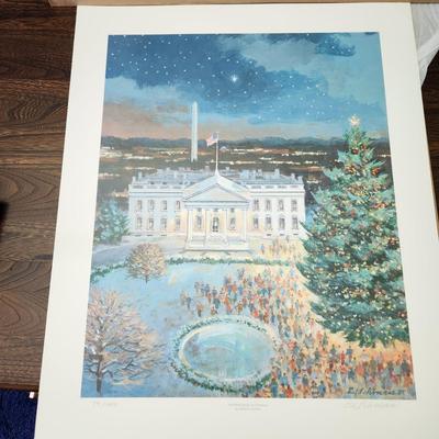 The White House at Christmas by Edward Lehman Signed 79/1000