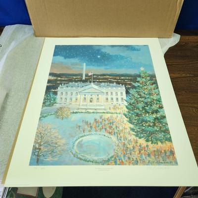 The White House at Christmas by Edward Lehman Signed 79/1000