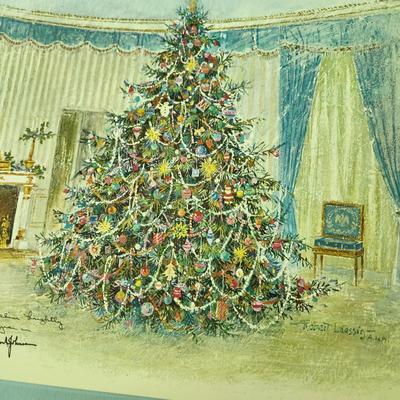 Large 1967 President LBJ Christmas Card with envelope