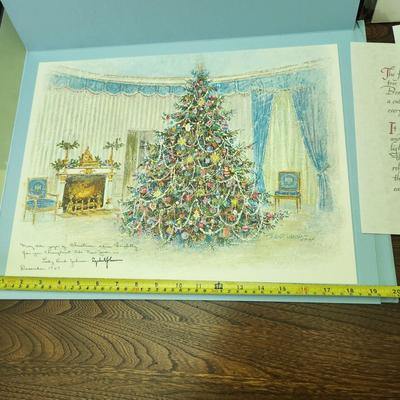 Large 1967 President LBJ Christmas Card with envelope