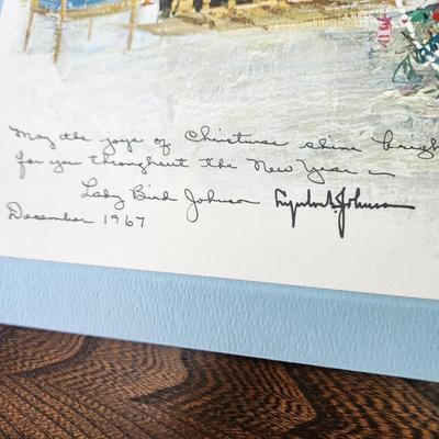 Large 1967 President LBJ Christmas Card with envelope