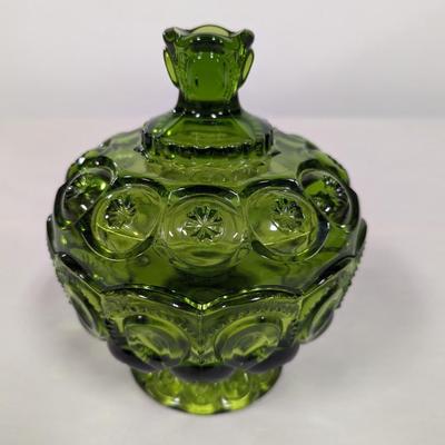 L E Smith Moon & Stars Glass Candy Dish